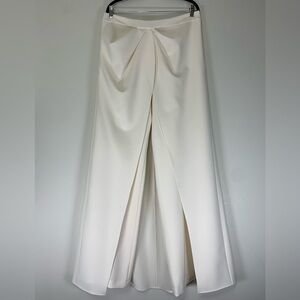 BRANDON MAXWELL Ivory Draped Front Overlay Wide Leg Pants/Skirt